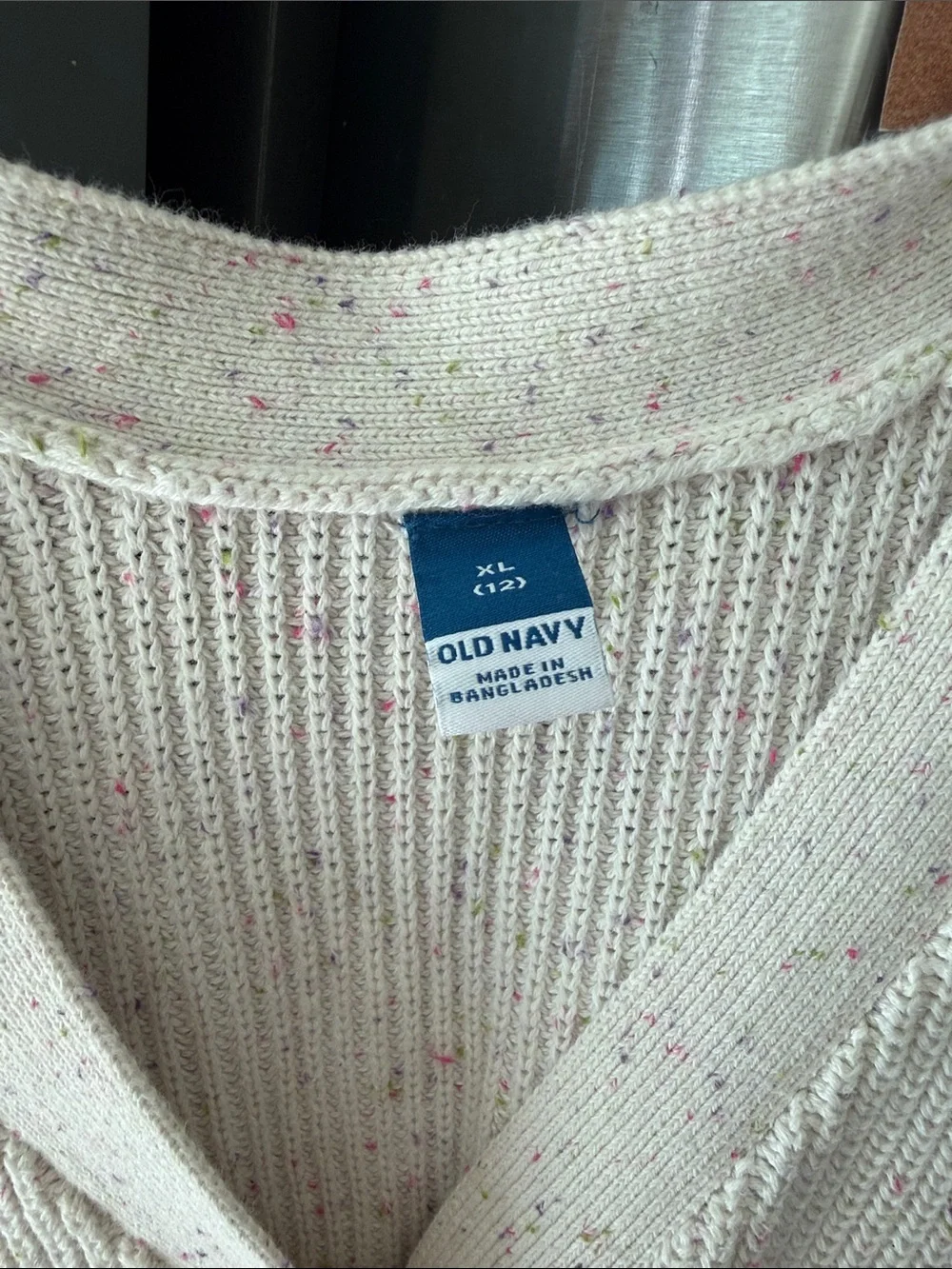 Old Navy Cream Speckled Button-Up Cardigan